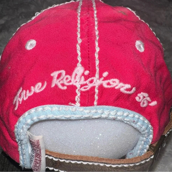 VTG True Religion Embellished Embroidered Cap Hat Buddha Retro Pink One Size - Picture 9 of 10